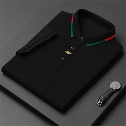 高級ブランドポール半袖 Tシャツメンズ蜂ポロシャツ綿 100% ラペルビジネス韓国夏刺繍紳士服 220402