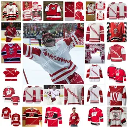 2022 NCAA Wisconsin Badgers zszyte koszulka hokeja 6 Peter Tischke 1 Jack Berry 20 Josh Ess 20 Gary Suter 25 Bruce Driver 22 Max Zimmer 17 Ryan McDonagh 28 Brian Rafalski