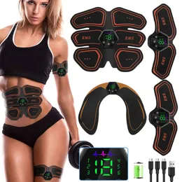 USB/Battery Muscle Stimulator EMS Abdominal Hip Trainer LCD Display Toner Abs Fitnessing Hem Gym Gym Viktförlust Body Slimming 220408