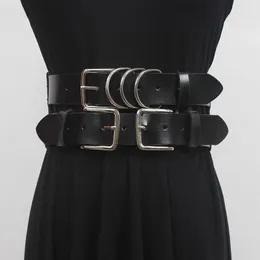Belts SeeBeautiful Metal Pink Buckle Elastic Cloth Spliced PU Leather Decorative Waist Seal Women Summer 2022 Fashion G598