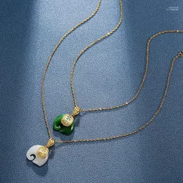 Hänghalsband meyrroyu rostfritt stål 2 färg jade elefant halsband för kvinnor kedja 2022 trend välsignelse etnisk present mode smycken el