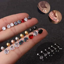 Set of 6 Pcs Zircon Ear Cartilage Tragus Studs Earrings Body Piercing Jewerly For Women and Girls