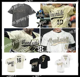 Джеймс Custom 2019 NCAA CWS Vanderbilt Commodores Jersey Baseball Остин Мартин Патрик Раби JJ Bleday Dansby Swanson Cooper Davis Kumar Rocker 4xl