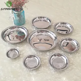 Non Magnetic Stainless Steel Round Plates Household Restaurant Tableware Dinne Plate Pickled Vegetables