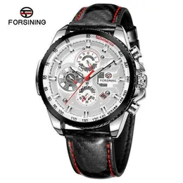 機械的な新しいforsining watch Mens Multi Function Stainless Waterpoof Complete Calendar Military Automatic Watches Montre Relogio T200311