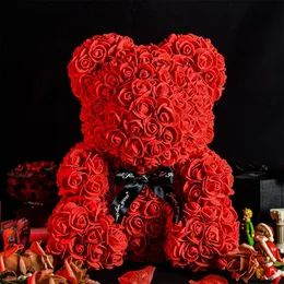 Decorative Flowers & Wreaths Gifts For Mom Rose Bear 25Cm/40Cm Artificial Teddy Wedding Anniversary Birthday Her Girlfriend WomenDecorative