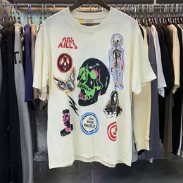 Real Pics T-shirt lavata effetto consumato da uomo T-shirt stampata con lettera T-shirt estiva oversize in cotone Hip Hop Abbigliamento da uomo streetwear