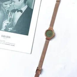 Zegarek na rękę luksusowe kobiety zegarki modowe Rose Gold ze stali nierdzewnej kwarcowe cechy kwarcowe małe retro żeńskie zegarki kobiet