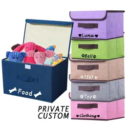 Dog Storage Large Basket Personalized Folding Pet Toy Storage Box Free Print Name Paw Clothes Shoes With Lid Custom ID Pet Bin 220621