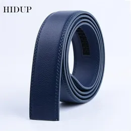 Cinturón modelo automático de cuero genuino Real de buena calidad HIDUP para hombres correa de Color azul solo sin hebilla 3,5 cm de ancho LUWJ17 220402