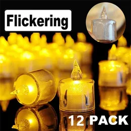 12pcs Led Candle Lightings 전자 배터리 작동 양초 조명 Flameless Flickering Candles Lamp Party Decor Candles Bulk 201009
