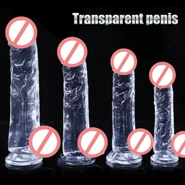 Crystals Transparent High Realistic Anal Plugs Dildo Skin Vascular Unisex Gay Lesbian Fake Penis With Sucker Suger Cup Eggs Masturbating