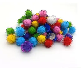 Bastel-Pompons, Glitzer-Poms, glitzernde Kugeln, verschiedene Farben mit Glitzer-Lametta, für DIY-Bastelarbeiten, Party-Dekoration, Katzenspielzeug, mehrere Größen