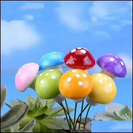 Garden Decorations Patio Lawn Home 7 Colors 2 CM 3CM Fairy Foam Mushroom Colorf Miniature Artificial Plants Gnome Söt Mushroon Drop Deliv