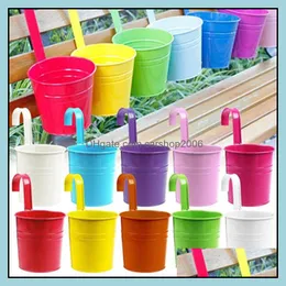 Plantadores Pots Garden suprimentos de jardim pátio gramado home ll pendurar vaso de flor de parede de parede de ferro holder balcony ga dhirn