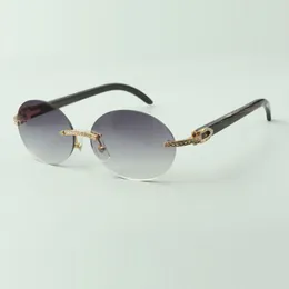 Черные текстурированные баффы Солнцезащитные очки 8100903-B с небольшими бриллиантными наборами и 58-миллиметровыми овальными линзами