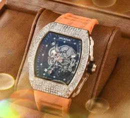 Popolare uomo di lusso con diamanti anello al quarzo orologi 43mm Relojes De Marca Mujer cava trasparente cintura in gomma generosa nobile elegante atmosfera classica orologio da polso