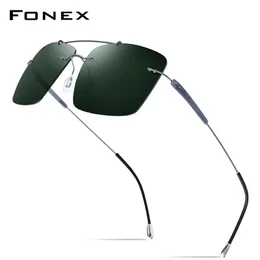 Fonex Alloy TR90 Rimless Sunglasses Ultralight Ultralless Square Women Glasses Polarized Sun Glasses for Men 20009 220620