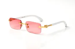 sunglasses men Mens Fashion Sunglasses Designer Woman Frameless Rectangular Shape Metal Short Hardware Gold Glitter Red Lenses White Buffalo Horn Glasses LB6R