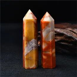 South Red Agate Tower Crytsal Point Reiki Leinging Medytacja Chakra Room Decor Ręcznie Made Home Decoration Collection Gift Collectible