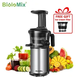 BioloMix 200W 40RPM Stainless Steel Masticating Slow Auger Juicer Fruit and Vegetable Extractor Compact Cold Press 220531