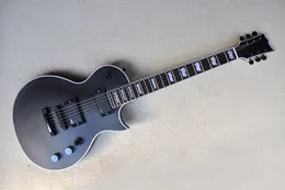 Guitarra elétrica preta fosca personalizada de fábrica com encadernação branca e braço, ferragens pretas, incrustação de traste de pérola, escala de jacarandá, captadores ativos, pode ser personalizado
