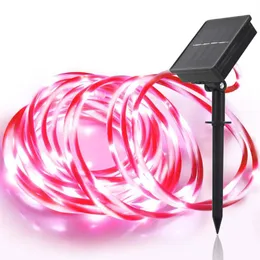 Strings solar luzes de cordas ao ar livre lâmpada de tubo impermeabilizante fada fada de fada de Natal de férias de férias de casamento led led