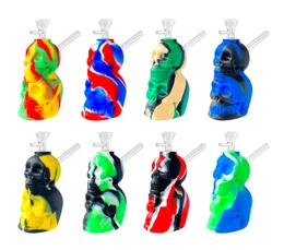 Silicon Bongs Shisa Schädel Wasserrohre mit Glasschalen und Quarz Banger Dab Rigs rauchen Rohrrauch Accessoire