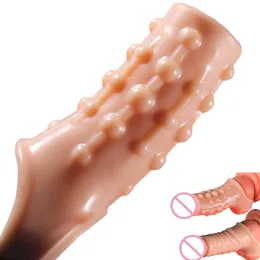 Sex toys masager Silicone Penis Enlargement Sleeve Cock Ring Lock Sperm Products Delay Ejaculation Toys for Men Adult Erotic Goods 6ADY