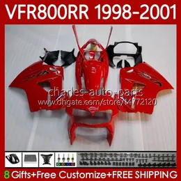 Nadwozie do Honda VFR800RR Interceptor VFR 800RR 800 CC RR 98-01 Body 128NO.21 800CC VFR-800 VFR800 RR 98 99 00 01 VFR800R 1998 1999 2000 2001 2001 Zestaw Wróżki Factory Red