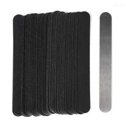 Nail Files Mini Replaceable Art File 50Pcs Black Straight Removable Sandpaper Pads Stainless Steel Handle Metal Buffer Manicure Block Prud22