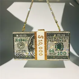 HBP Kreatywna moda Nowe pieniądze ze sprzęgło torebka krążkowa 10000 dolarów w torbie z gotówki wieczorne torebki na ramię ślubne torba na kolację 220721