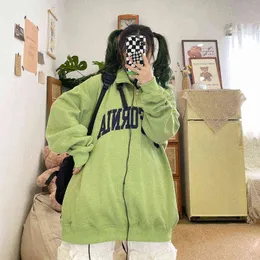 Hoodie Letter Retro Lapel Fleece Sweece Exclues Exclued BF Boyfriend Pullover Bluouse Temple T220726