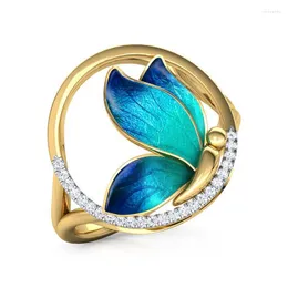 Bröllopsringar Creative Butterfly Personality Ring Fashion Lady Engagement Weddin Bands Jewelry for Women Anniversary Gift Wynn22