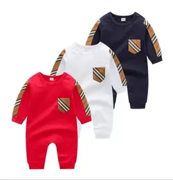 Bahar Sonbahar Bebek Uzun Kollu Kaldırıcılar Pamuk Toddler Ekose Tulumlar Bebek Çocuk Onesies Yenidoğan Giysileri Sweetwear Romper