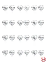 925 Silver Fit Pandora Charm 925 팔찌 유럽 I Love You Dauther Auntie Cousincharms 세트 펜던트 DIY Fine Beads Jewelry