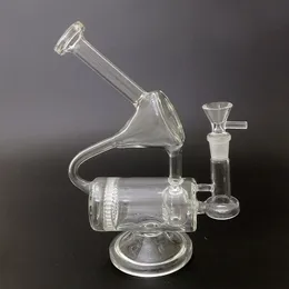 Commercio all'ingrosso Klein Recycler Narghilè Bong in vetro da 9 pollici Olio Dab Rig 14mm Pettine per giunti femmina Bong da camera Perc con ciotola Tubi per acqua trasparente Spessore 4 mm