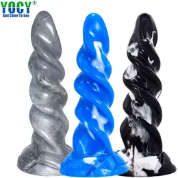 NXY DILDOS YOCY液体シリカのシリカのシリカのシリカゲルシミュレーションのねじれ柔らかい陰茎の男性と雌の吸盤後肛門括約筋アダルトパッション0317