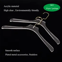 Fashion clothing Clear hangers 10pcs Store Wardrobe Storage Unisex Bright Plastic Plus size Clothes hanger for Customizable 220408