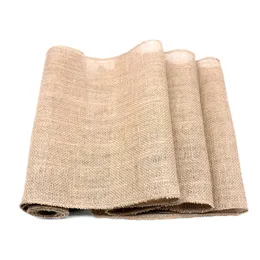 Vintage Burlap Hessian Table Runner Natural Jute Country Wedding Party Decoration Têxteis para os corredores de natal 220615