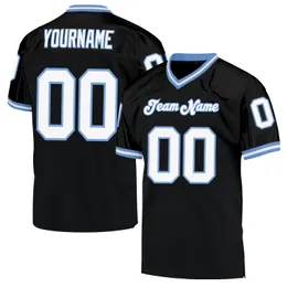 Custom Black White-Light Blue Mesh Mesh autêntico Jersey de futebol