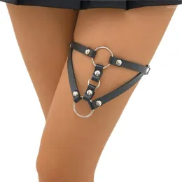 Belts Elastic PU Leather Leg Harness Garter Dangle Circle Decor Gothic Thigh ClipsBelts Smal22