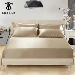 Lilysilk Silk Fitted Sheet Deep 25 см чистой 100 шелковица Silk19 Momme Luxury Seamless Queen King Size Home Textile 220514