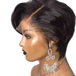 Pixie Cut Wig Human Hair Short Bob Humain Glueless S SIDE DEL SOT PRESPARENT S 220608