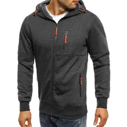 Neue Winter Autumn Hoodies Sport Hoodies Männer Hut Reißverlauf Running Jackets Fitness Fitnessstudio Workout Kleidung Sweatshirts Herren Sportbekleidung L220704