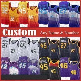 45 Донован Руди Митчелл Гоберт Custom Mens Basketball Jersey 27 12 John 32 Стоктон Мэлоун Майк Боян Конли Богданович Хасан Руди