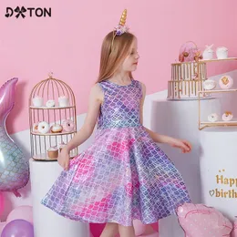 DXTON Princess Girls Dress Summer Children Fantases de retalhos Mesh infantis para meninas para meninas Tutu Party Girls Vestidos 220521