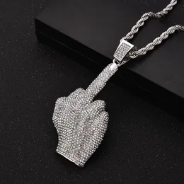 Pendant Necklaces Hand Big Finger Iced Out Bling Necklace Mirco Pave Prong Setting Men Women Female Male Fashion Hip Hop Jewelry BP121Pendan