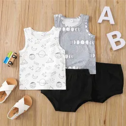 Citgeett Summer Baby Girl Girls Cloths Sets Padrão de desenho animado Principado colete sem mangas tops bege shorts roupas casuais j220711