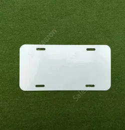 Sublimation License Plate 12x6inch Thermal Transfer Printing Aluminum Alloy White Blank Sheet 4 Holes Plates 300pcs Sea Shipping DAS482